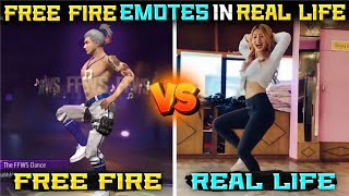 Free Fire Emotes Vs Real Life Emotes || Free Fire All Emotes In Real Life || Garena Free Fire Max