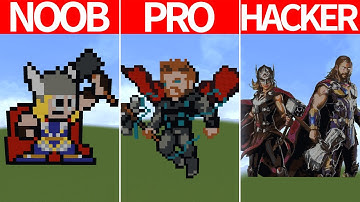 Pixel Art (NOOB vs PRO vs HACKER) Thor in Minecraft