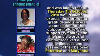Peternise Stephens nee Peter and  Maryanna ‘Da’  Stephens  THANK YOU
