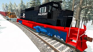 Big Long Train Accidents at Curved Railway | BeamNG Drive