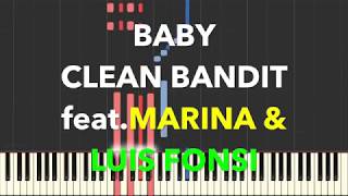 BABY Clean Bandit  ft. Marina \& Luis Fonsi Piano Tutorial Instrumental Cover
