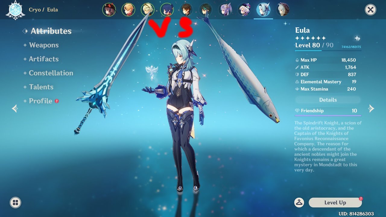 eula luxurious sea lord vs snow tombed starsilver | eula weapon ...