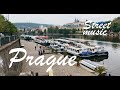 Prauge street music. Charles Bridge, Vltava River, prague walking.