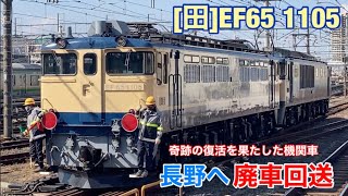 【奇跡の機関車旅立つ】田端運転所EF65 1105号機が長野へ廃車回送されました