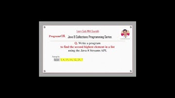 Link In Description: Q18 Find the Second Highest Element in a List using Stream API