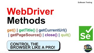 Celebrity Selenium Browser Control Methods Explained | get(), close(), quit() Tutorial | Software Testing Profile