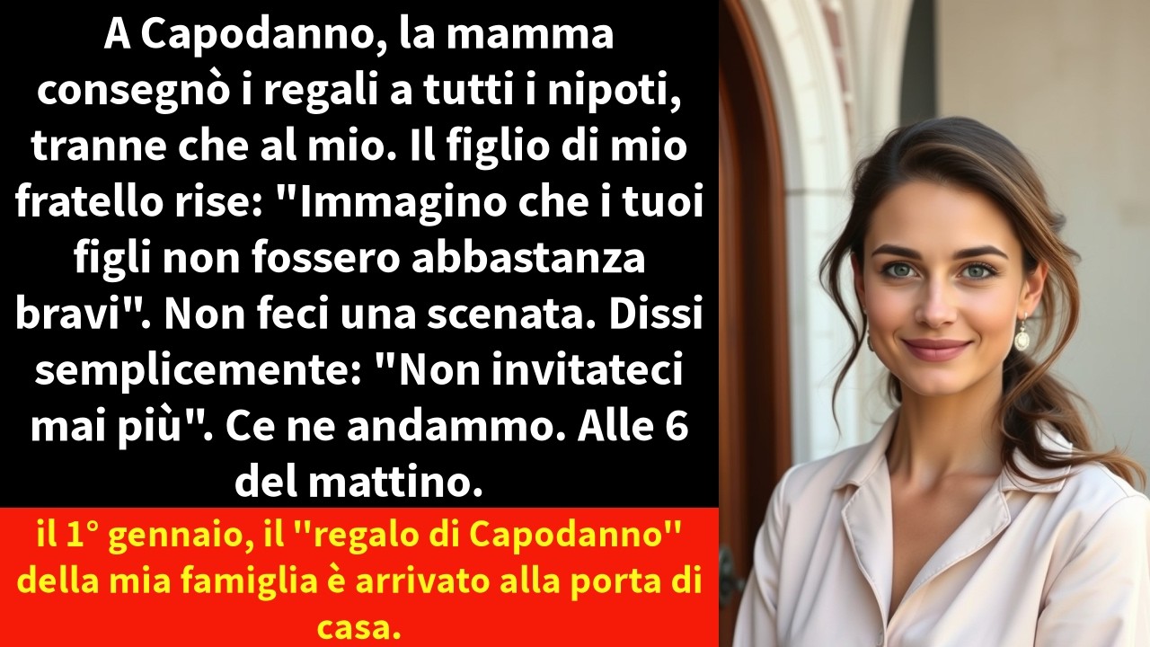 La notte di Capodanno mia madre ha distribuito regali a tutti i nipoti. Tutti. Tranne i miei due figli. Lily teneva la mano di Ethan, le manine vuote, gli occhi che passavano dai pacchi agli altri...