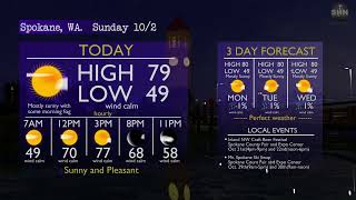 Spokane weather and 3 day forecast: A perfect forecast!! Sunday, October 2nd, 2022