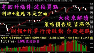 20211007【錢進大趨勢 陳智霖分析師】有回升的條件，半信半疑當中上漲，多頭邏輯一次告訴你 ，財報潛藏利多要卡位，預告策略股皆拉漲停。