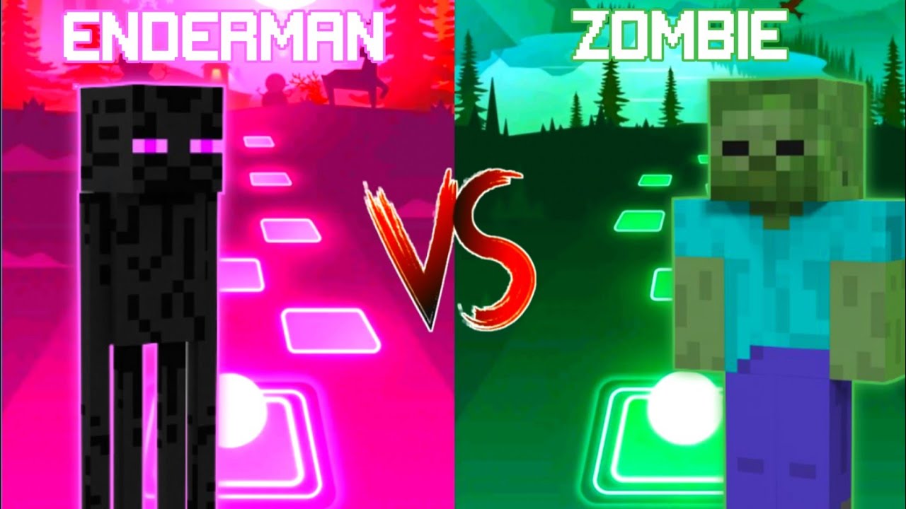Minecraft Enderman Rap VS Minecraft Zombie Rap - Tiles Hop EDM Rush! . NITH