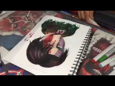 Drawing Attack On Titan Captain Levi With Copic Markers Fanart イラスト 進撃の 巨人リヴァイ兵長コピックで描いて Youtube