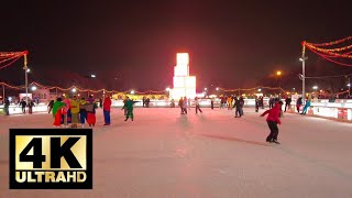 Ice skating in Gorky Park (Парк Горького), Moscow, Spring 2025, 4K