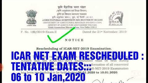 ICAR/ASRB NET 2019 RESCHEDULED TO 06 to 10 january,2020//be prepare well//new update