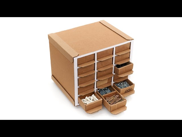 Making a Small Parts Organizer with Drawers from Cardboard