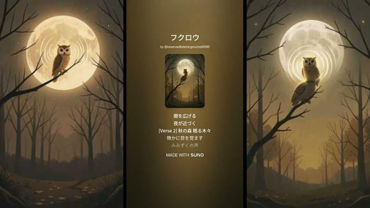 歌「フクロウ 2」|季語「木菟(みみずく)」|句「木菟鳴いて 闇ふくらん