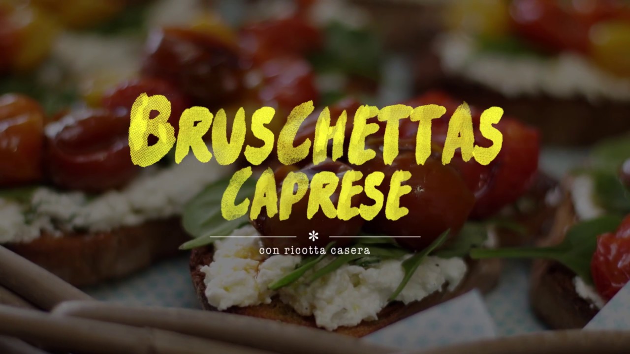 Bruschettas caprese con ricota casera