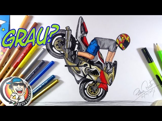 PUSHING MOTORCYCLE WITH THE FRONT WHEEL - SPEED DRAWING #RENATOGARCIA 