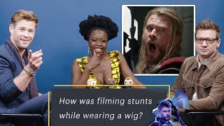 Chris Hemsworth, Jeremy Renner, \& Danai Gurira Answer “Avengers” Fan Questions | Vanity Fair React
