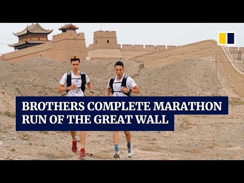 Brothers do marathon run along the Great Wall in China, 35 years after their father