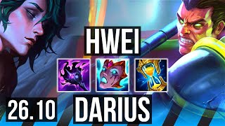 HWEI vs DARIUS (MID) | Good KDA: 14/1/8, 46K damage | EUW Master | 26.10