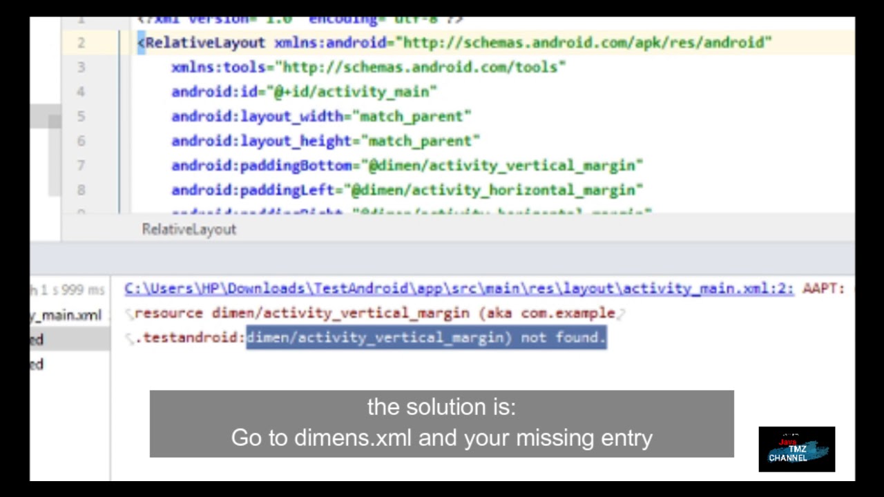 aapi error: resource dimen/... not found android - YouTube