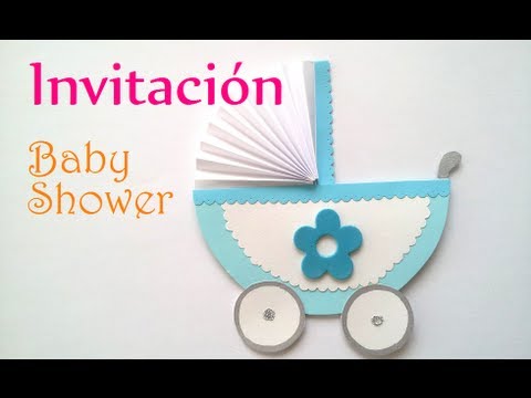 Manualidades: Cómo hacer INVITACIONES para BABY SHOWER carrito - cochecito - carreola bebé