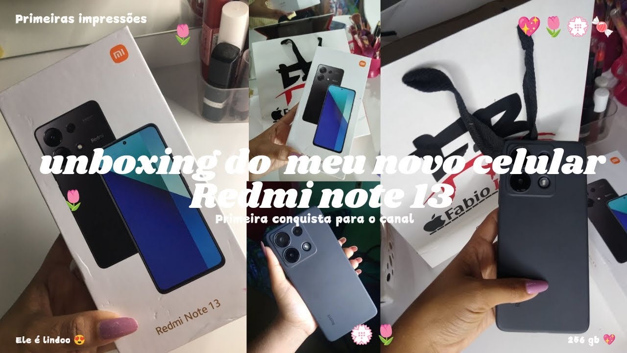 Meu novo celular Redmi Note 13 😍📱| preto *256* unboxing 🌷🍬💮💖