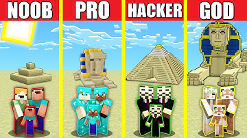 Minecraft Battle: DESERT SAND HOUSE BUILD CHALLENGE - NOOB vs PRO vs HACKER vs GOD / Animation
