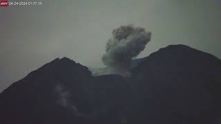 Apr 24, 2024: Full Moon Lights up the Eruption at Semeru Volcano, Indonesia