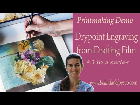 How to make a Drypoint Etching Print from Mylar - a Floral Still Life
