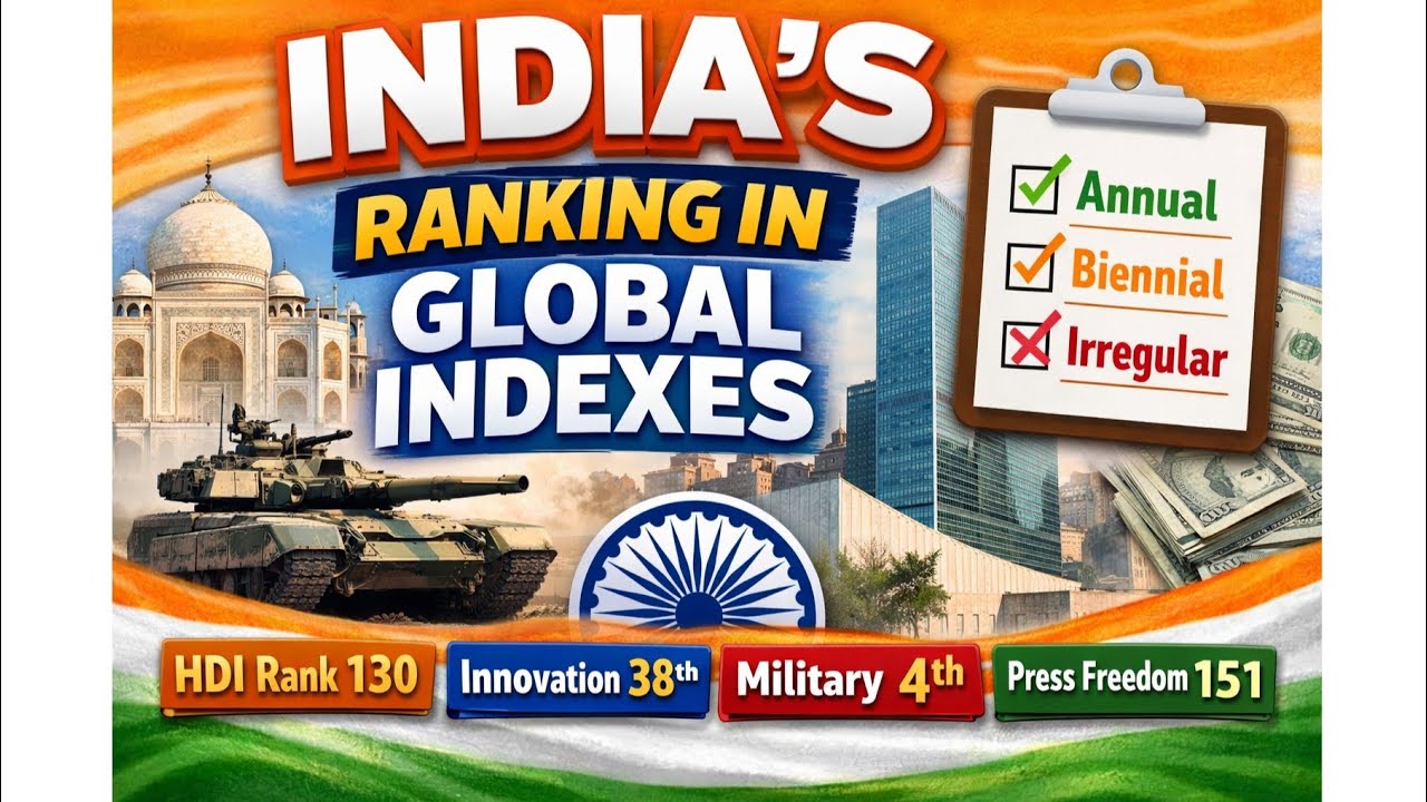 India's Ranking in various index । trick k saath yaad kre  । important for all govt exams। 