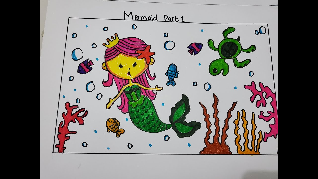  Menggambar  Dan Mewarnai Mermaid  Buat Anak anak Part 1 2 