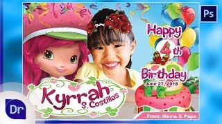 Photoshop Tutorials - How to Design Tarpaulin  Birthday (4th) (Strawberry ShortCake) screenshot 1