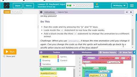 CODE.ORG Game Studio Lesson 12 - Keyboard Input