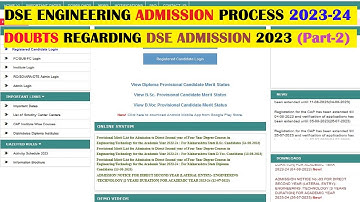 DSE Engineering Admission 2023-24 Doubts regarding DSE Final Merit List (Part-2)