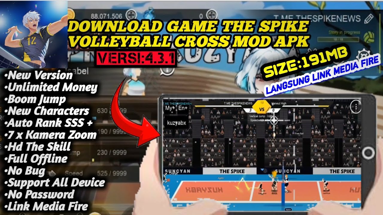 DOWNLOAD GAME THE SPIKE VOLLEYBALL CROSS MOD APK TERBARU 2024‼️NEW