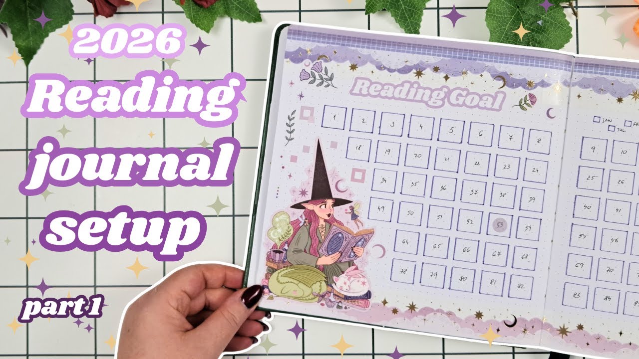 2026 Square READING JOURNAL setup (PART 1/2)📚 Dreamy & Cosy Witches ✨14 different lists and trackers