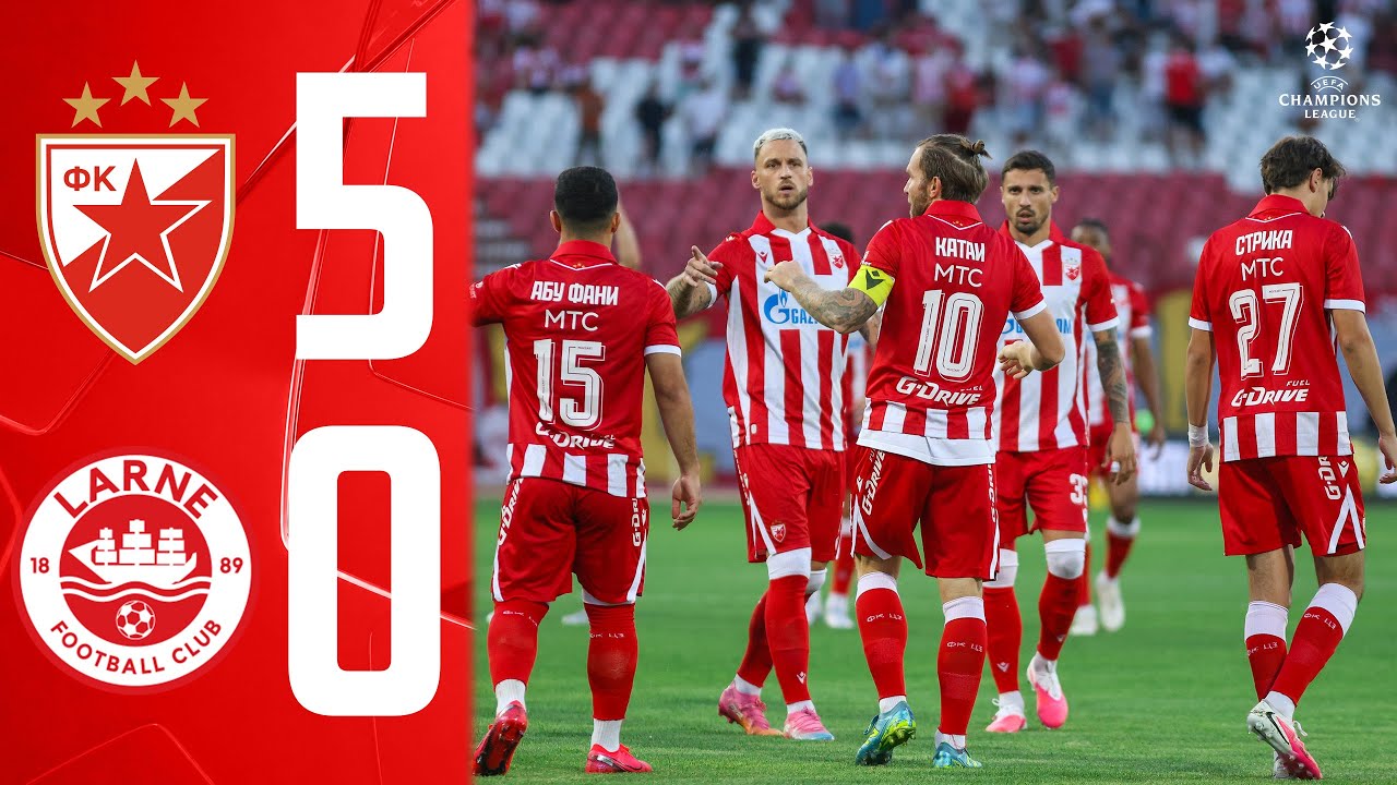 FK Crvena zvezda 5–0 Larne FC full highlights