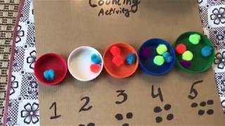 pom Pom counting activity for preschoolers