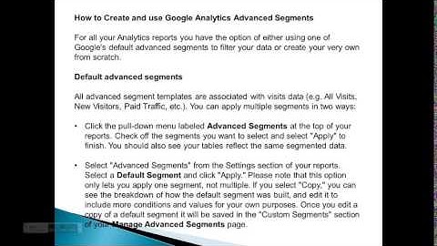 How to Create and use Google Analytics Advanced Segments Video