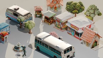 Tilt-shift test in Blender Cycles with Tripo AI models