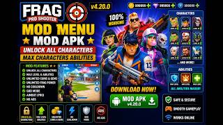 Frag Pro Shooter MOD MENU v4.20.0 | MOD APK | Unlock All Characters 😱 | MAX CHARACTERS ABILITIES screenshot 3