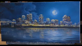 Moonlit City Painting - Paint with Kevin