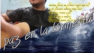 Video thumbnail of "Paz en la tormenta Tutorial con guitarra acustica | Rasgueo y Acordes | para principiantes"