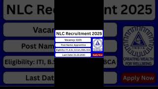 NLC Recruitment 2025 | 1101 Apprentice Posts | Neyveli Jobs Apply Online! #NLC2025