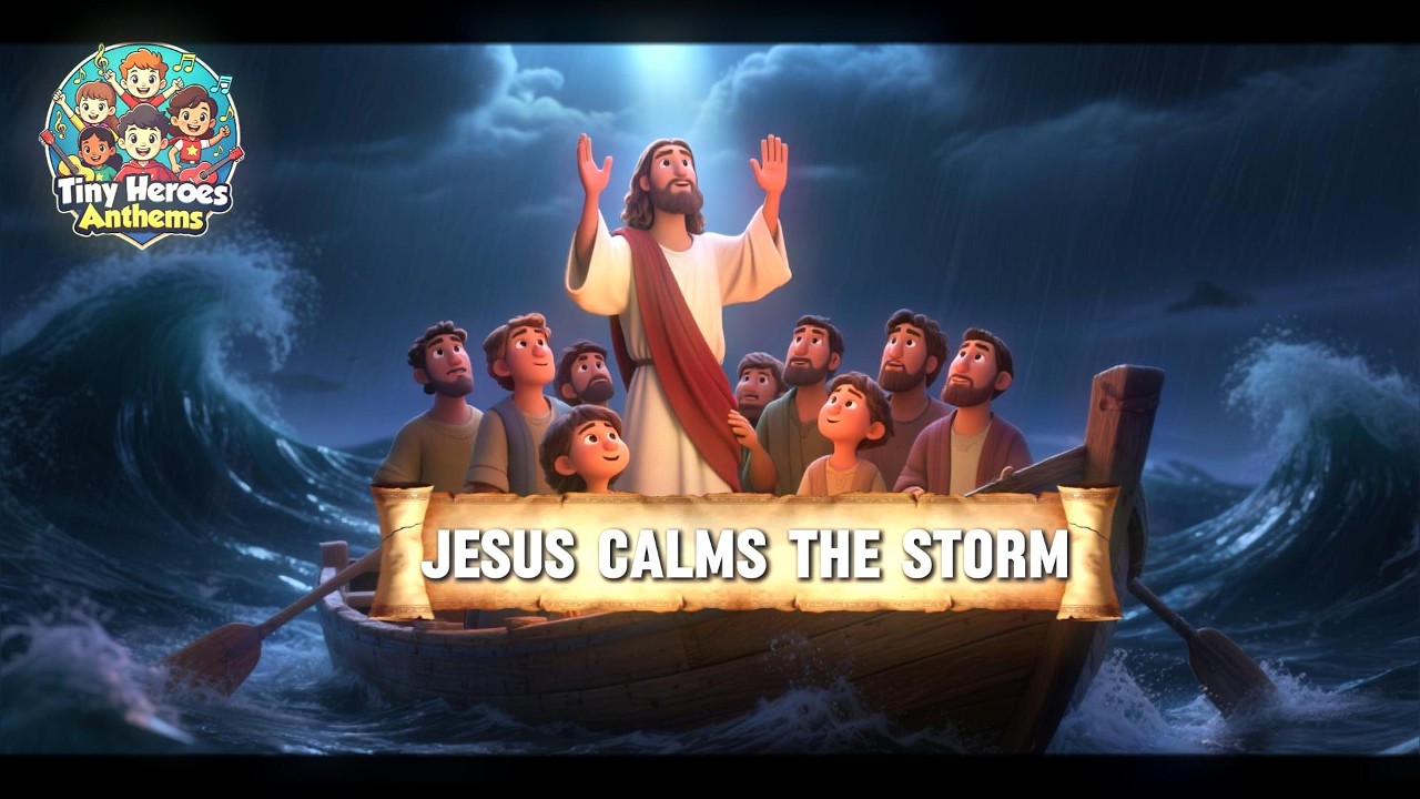 🌊 Jesus Calms the Storm | Bible Story Song for Kids | Christian Kids Music | Tiny Heroes Anthems