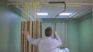 The On The Right Track cubicle curtain and Grabber