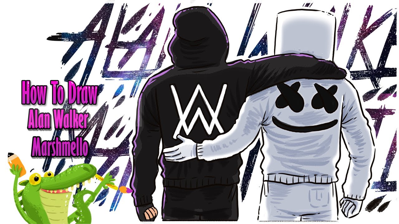 How To Draw Alan Walker Marshmello Myhobbyclass Com Learn Drawing Painting And Have Fun With Art And Craft