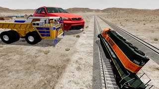 Giant Car x Belaz, Derailing A Train 😱 - BeamNG Drive