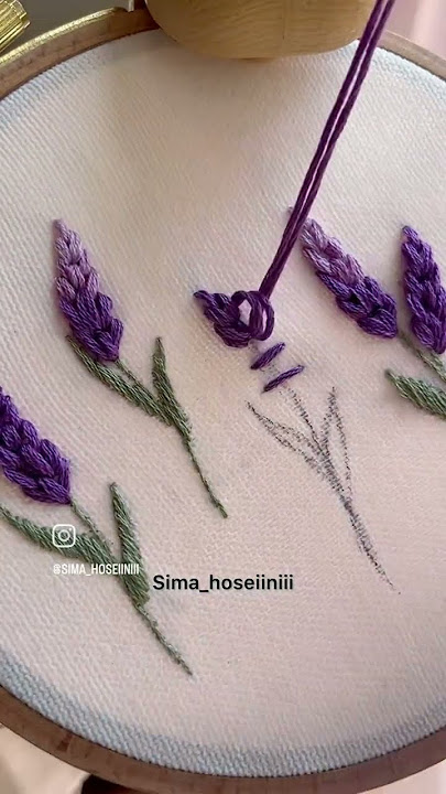 How To Embroider Lavender Flower #embroidery #embroiderydesign #lavenderflowers #aestheticvideo #diy